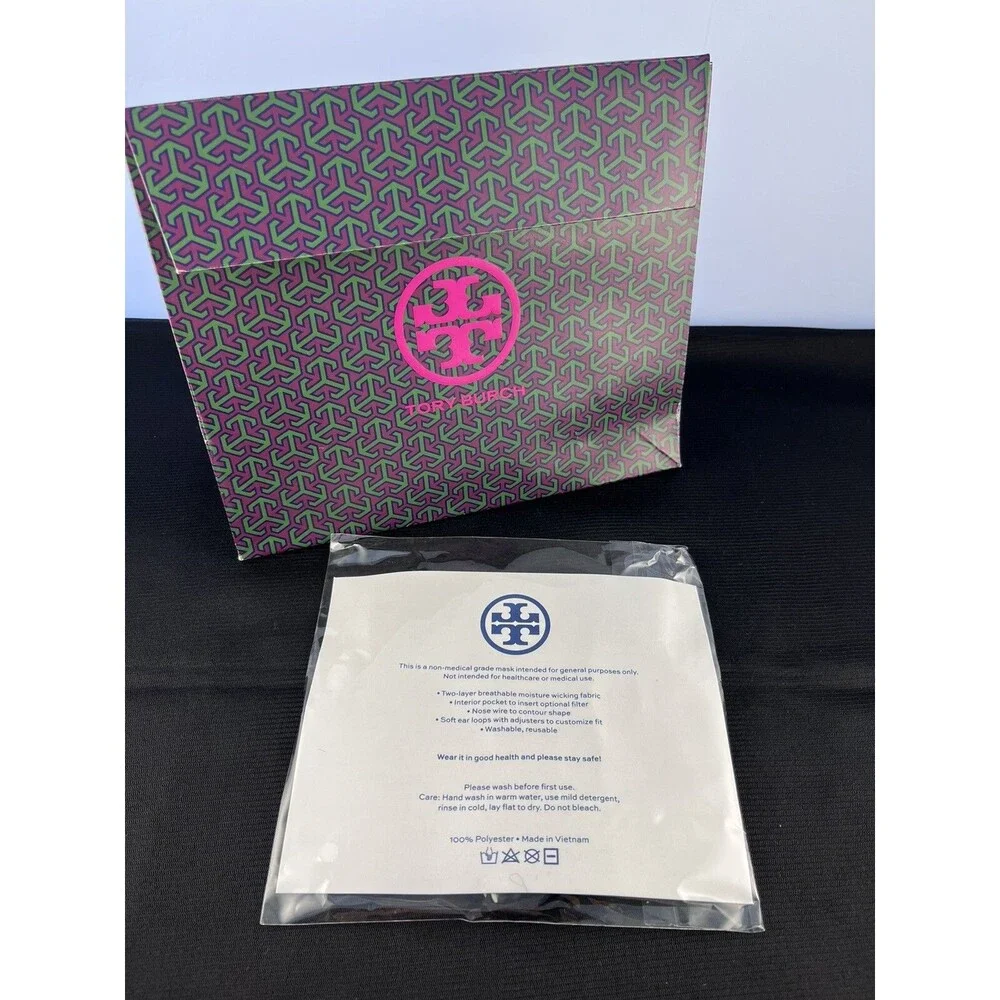 Tory Burch Face Masks New/Sealed Black Floral Stencil